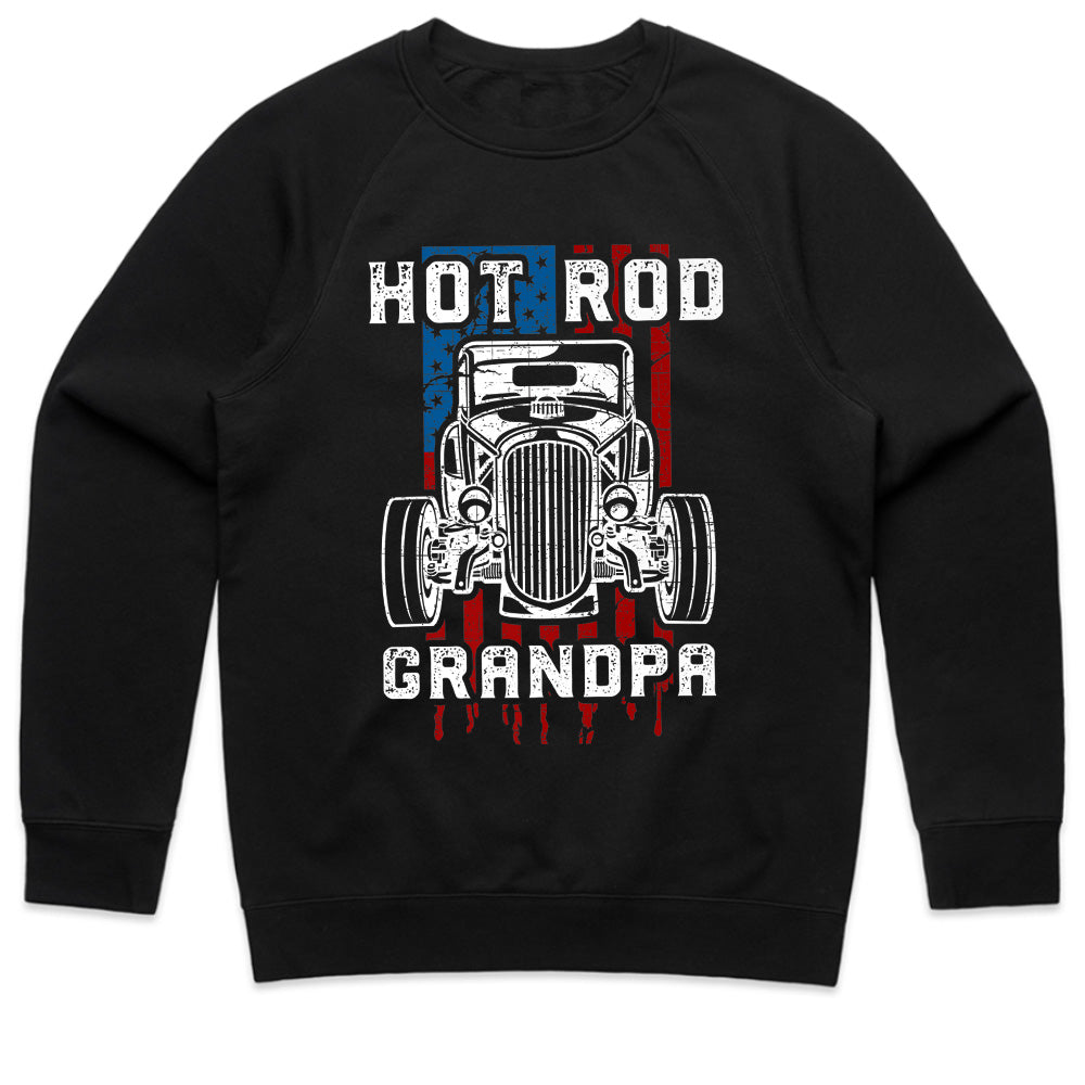 Hot Rod Grandpa – Classic American Flag Vintage Car T-Shirt