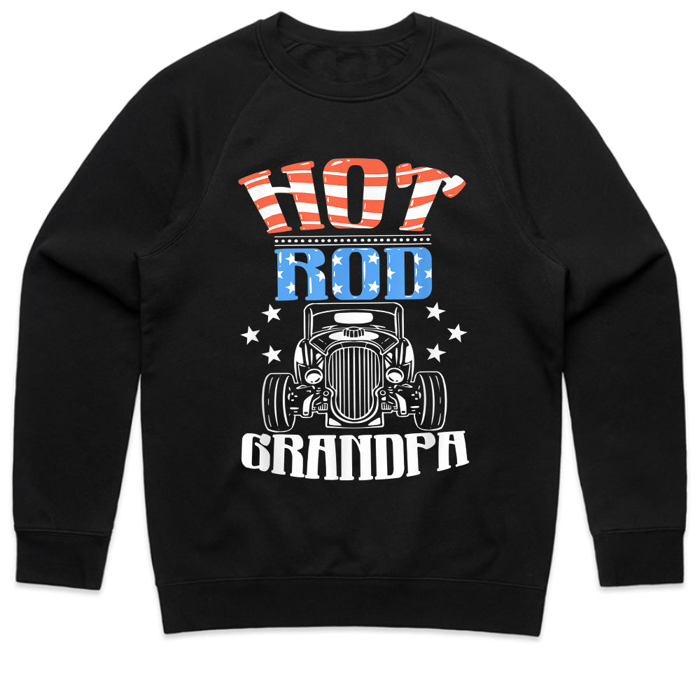 Hot Rod Grandpa - American Flag Patriotic Classic Car T-Shirt