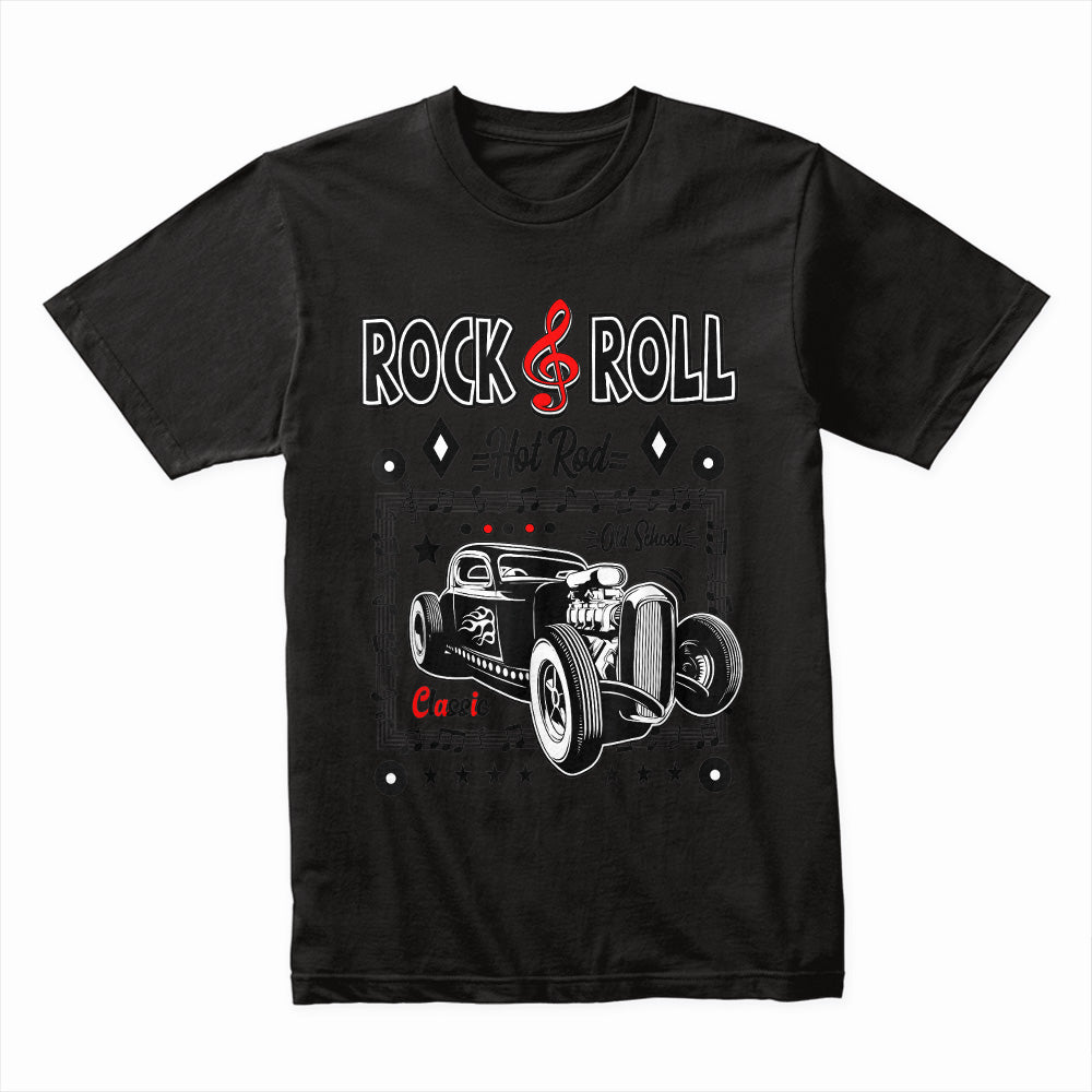 Vintage Rock & Roll Hot Rod T-Shirt – Retro 50s Classic Car & Music Fusion