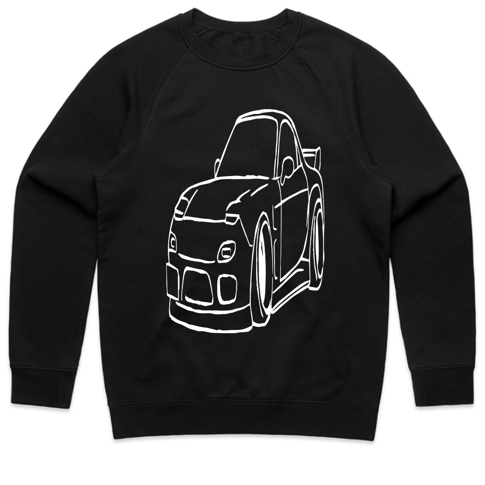 RX-7 Outline JDM T-Shirt – Minimalist Rotary Engine Sports Car Tee for Tuning & Drift Fans