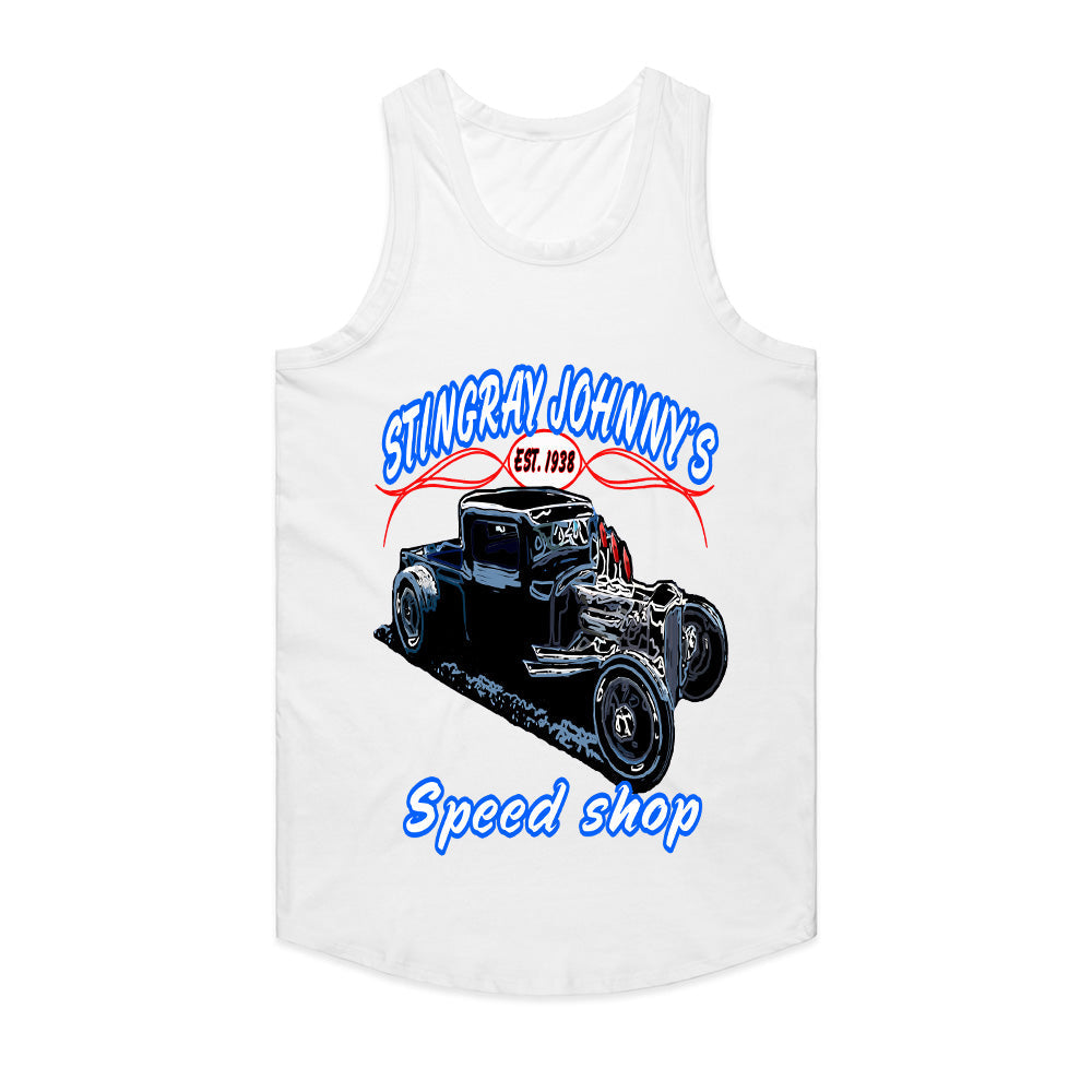Stingray Johnny’s Speed Shop – Vintage Hot Rod Rat Rod T-Shirt
