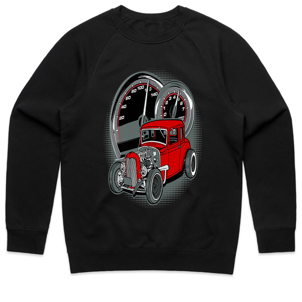 Red Rat Rod Speedometer Tee – Vintage Hot Rod Street Racing T-Shirt