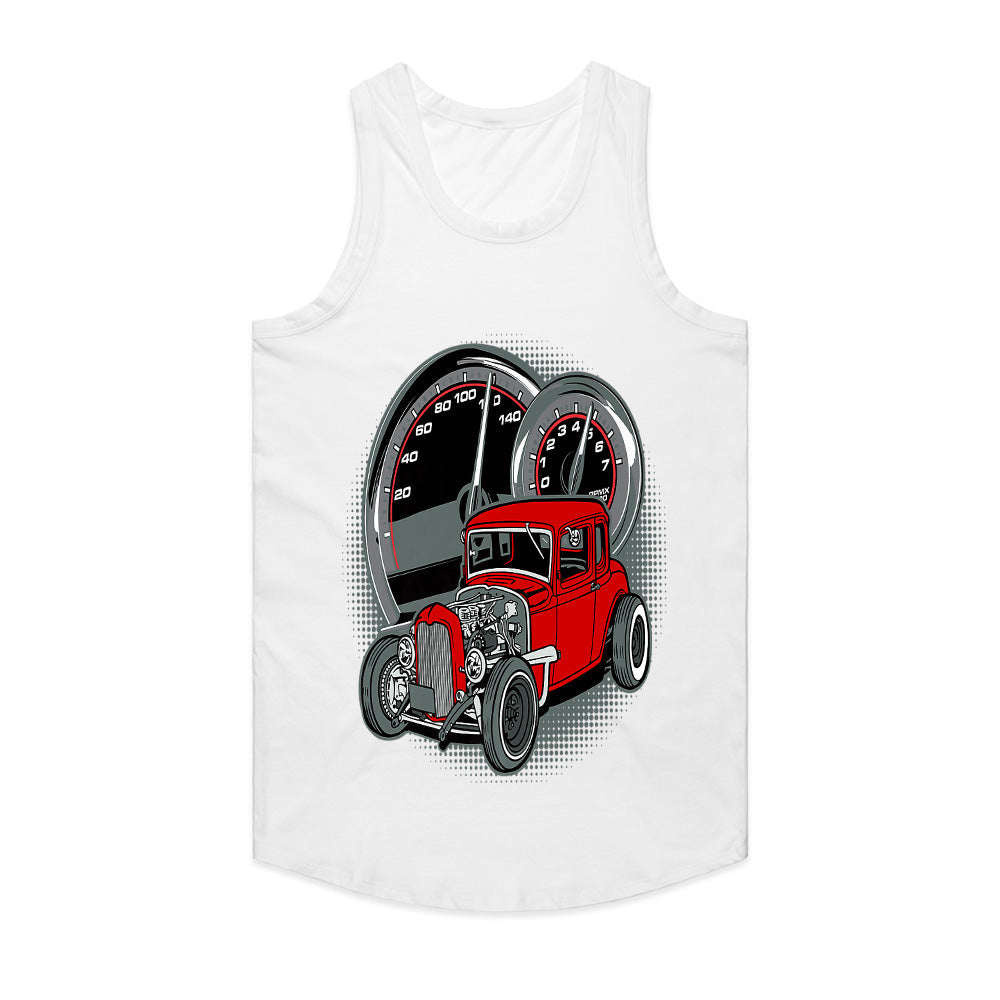 Red Rat Rod Speedometer Tee – Vintage Hot Rod Street Racing T-Shirt
