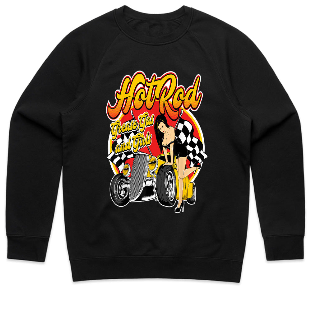 Hot Rod Pin-Up T-Shirt – Grease, Gas & Girls Vintage Rockabilly Car Tee
