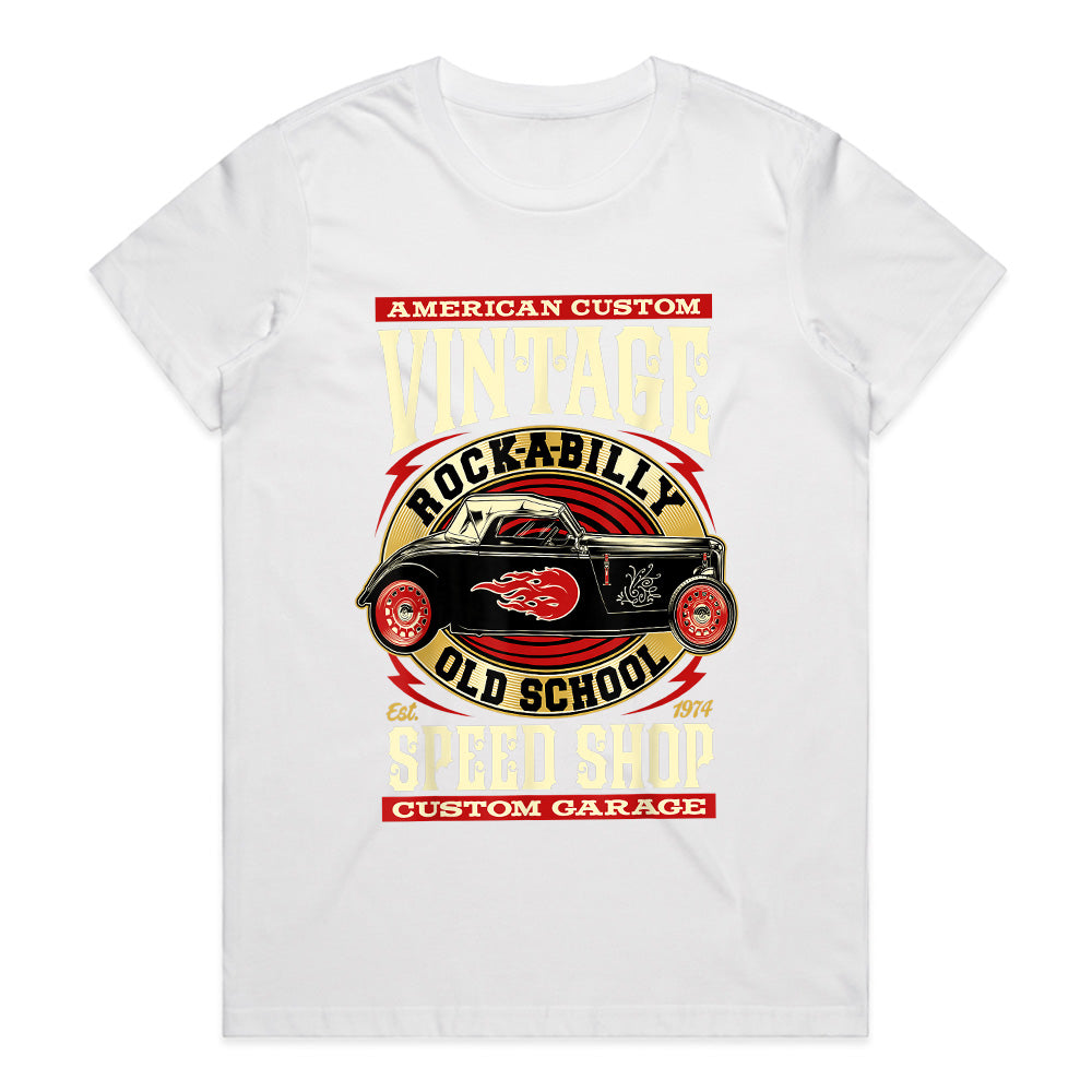 Vintage Rockabilly Hot Rod Speed Shop T-Shirt – Classic 70s Custom Garage Tee