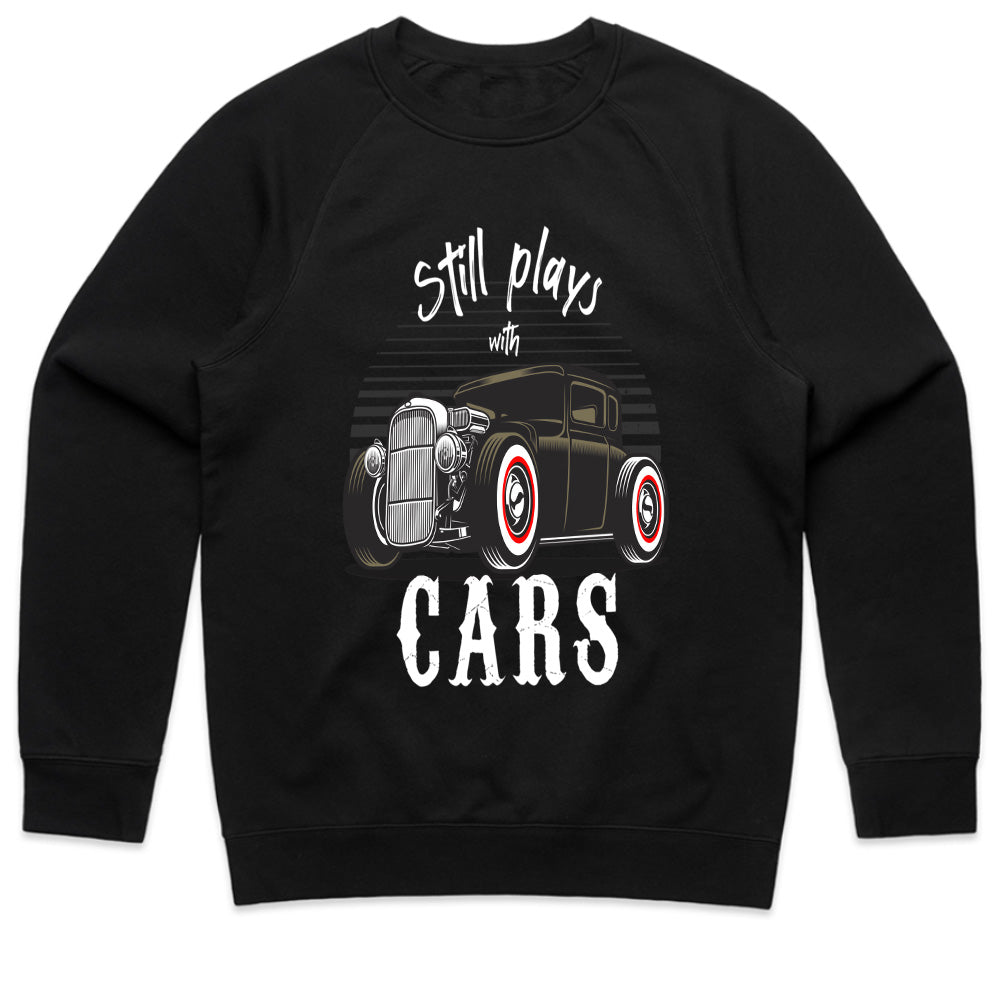 "Still Plays with Cars" Vintage Hot Rod T-shirt – A True Car Lover's Pride!