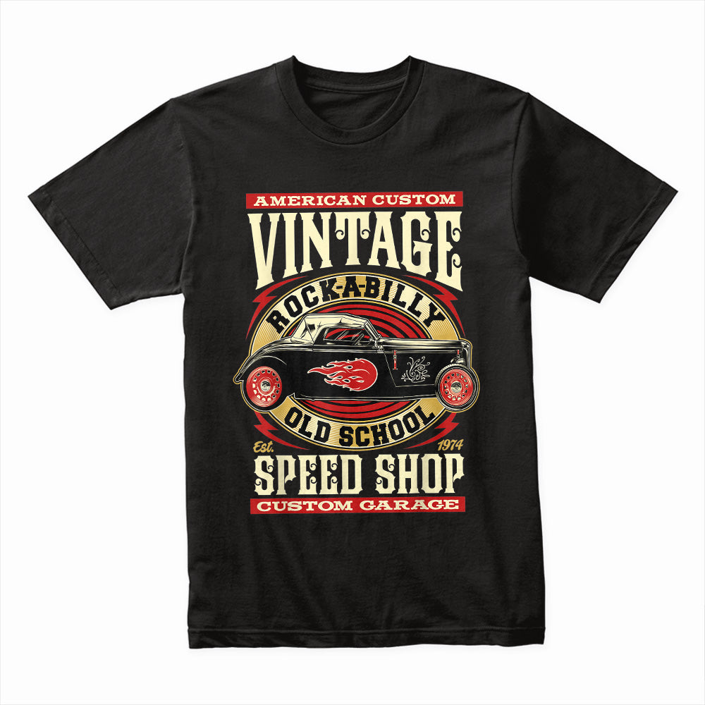 Vintage Rockabilly Hot Rod Speed Shop T-Shirt – Classic 70s Custom Garage Tee