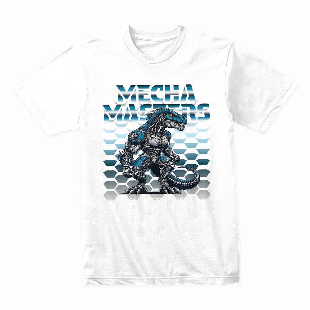 Mecha Masters T-Shirt – Futuristic Cyber Dino Warrior