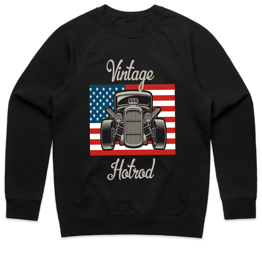 Vintage Hot Rod – American Flag Classic Car Tee