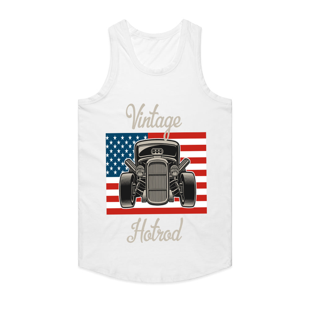 Vintage Hot Rod – American Flag Classic Car Tee
