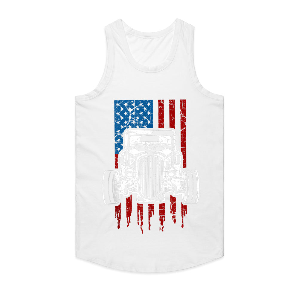 American Hot Rod – Classic Car USA Flag T-Shirt"
