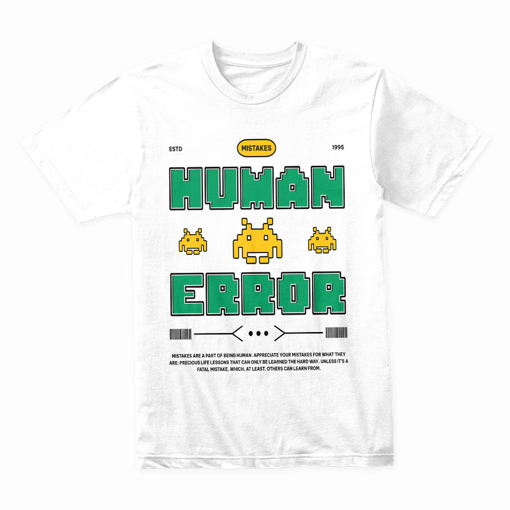Human Error Retro Gaming T-Shirt – Classic Pixel Art Design