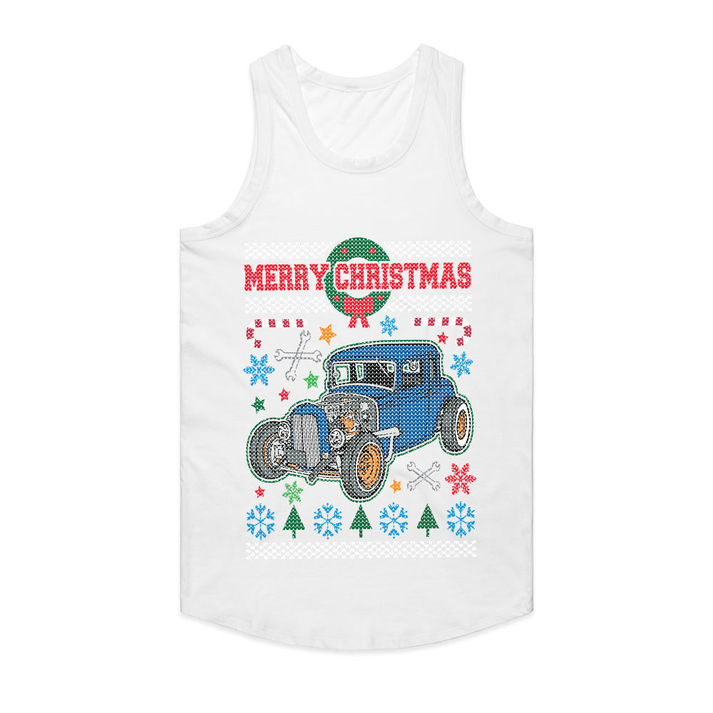 Vintage Hot Rod Ugly Christmas Sweater T-Shirt – Classic Car Holiday Gift