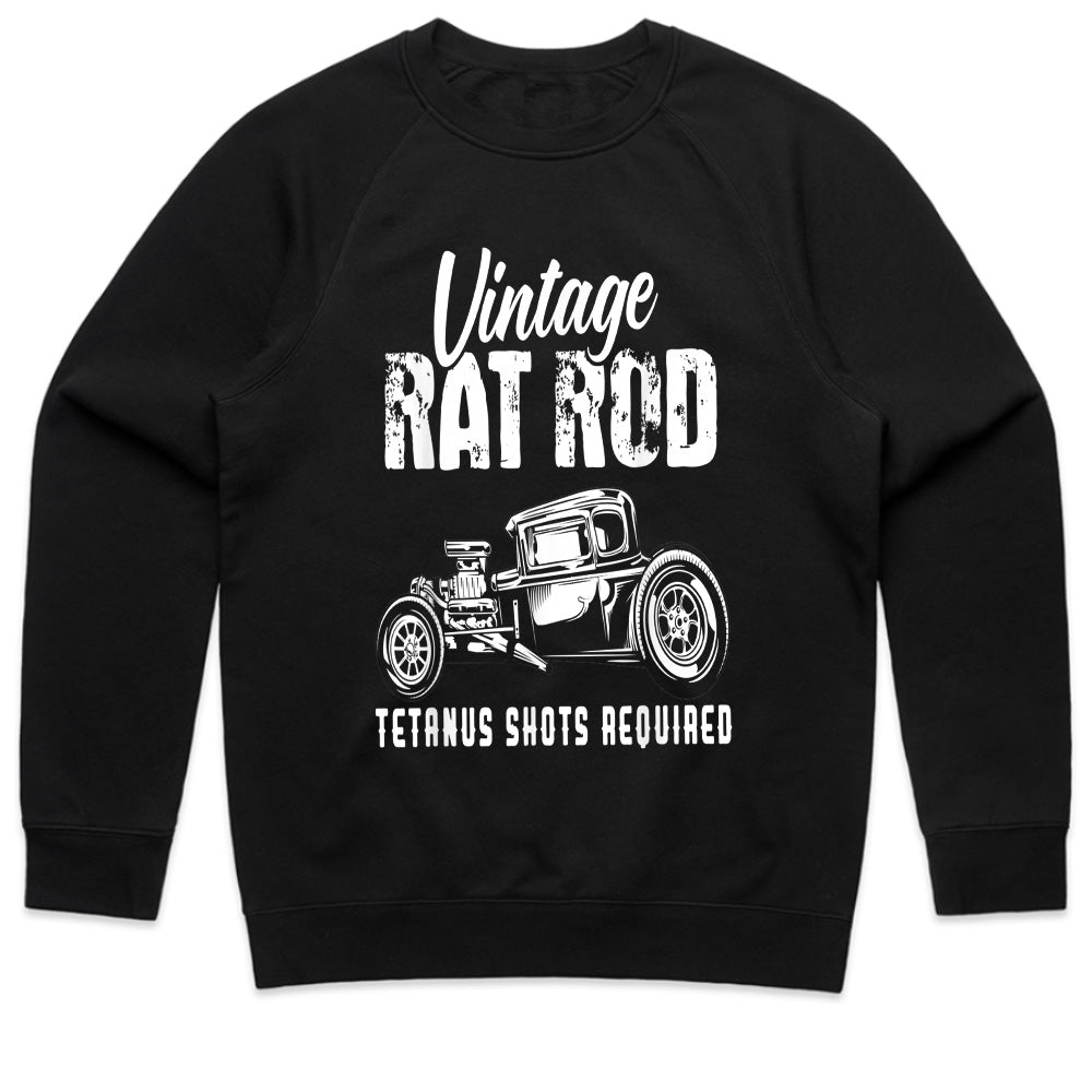 Vintage Rat Rod T-Shirt – Classic Hot Rod "Tetanus Shots Required" Tee for Car Enthusiasts