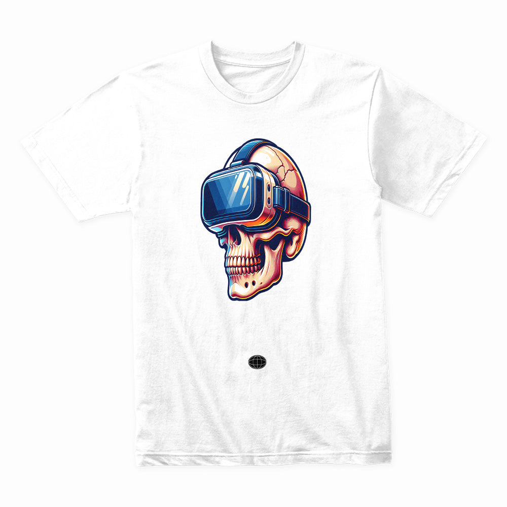 Virtual Reality Skull T-Shirt – Cyberpunk Gaming Aesthetic