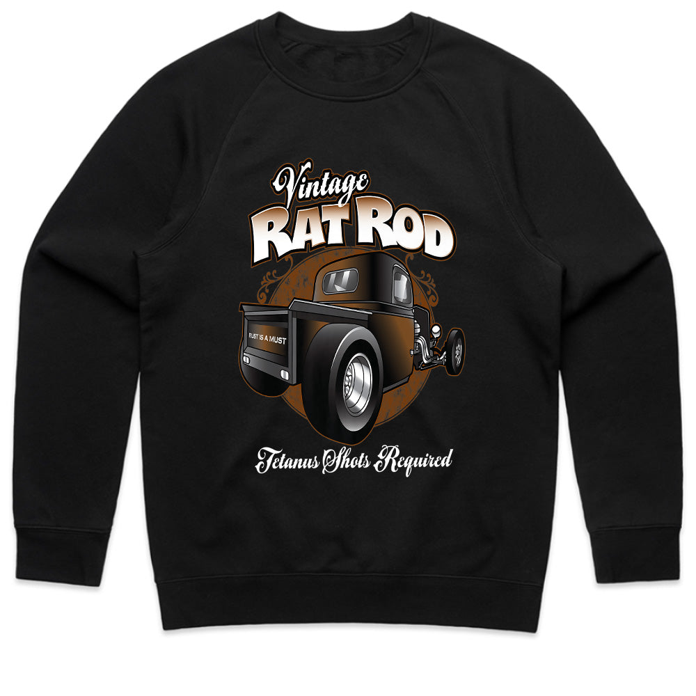 Vintage Rat Rod Pickup Truck T-Shirt – Classic Hot Rod "Tetanus Shots Required" Tee for Car Enthusiasts