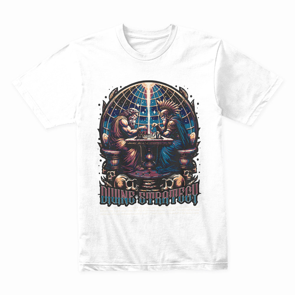 Divine Strategy T-Shirt – Mythological Chess Battle of the Gods