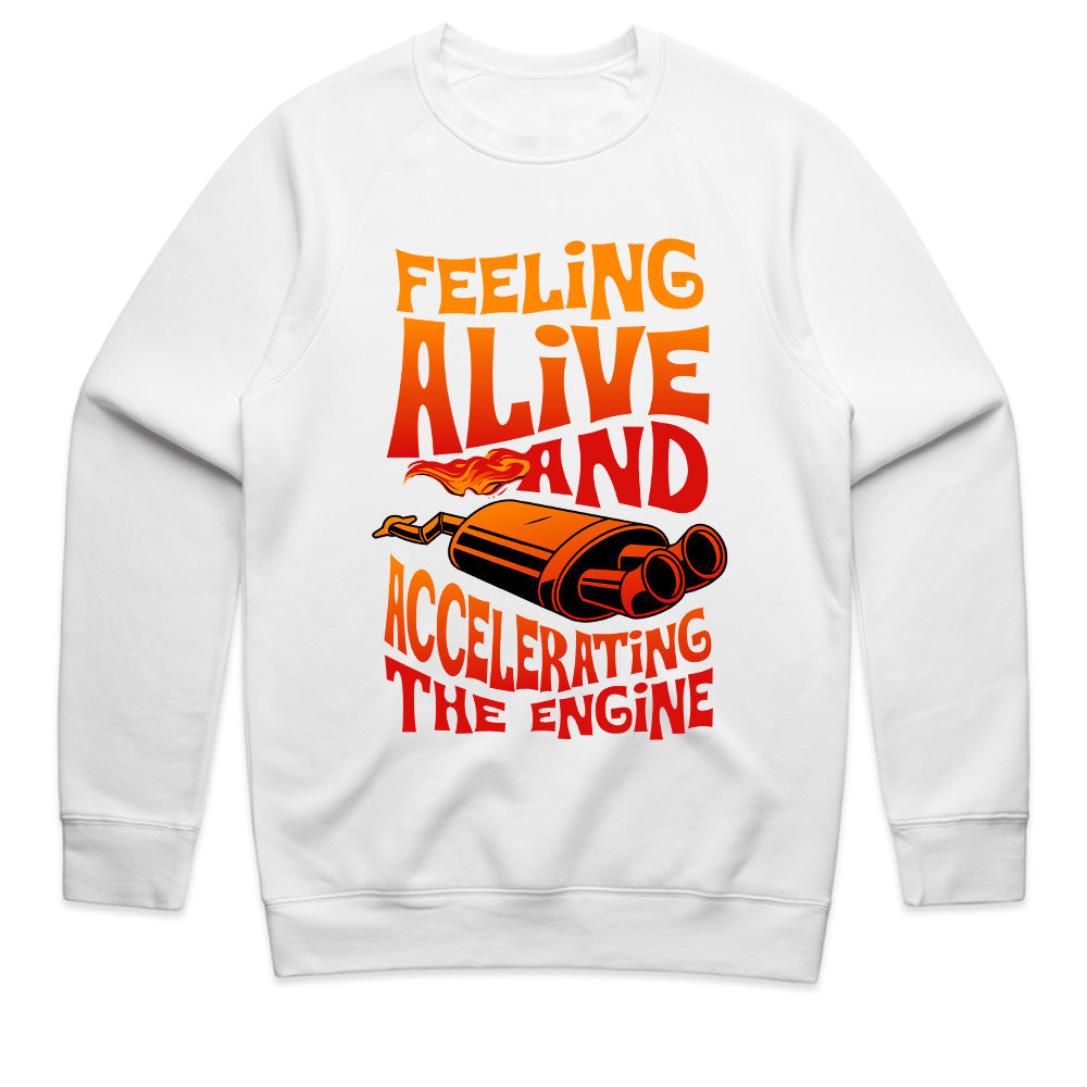 Feeling Alive & Accelerating T-Shirt – High-Speed Exhaust Flames Streetwear