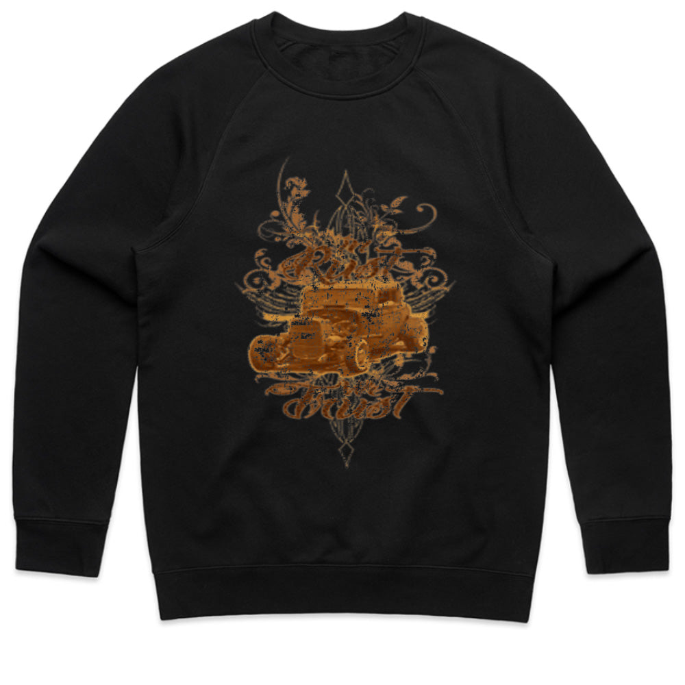 In Rust We Trust – Vintage Hot Rod Sweatshirt for True Gearheads
