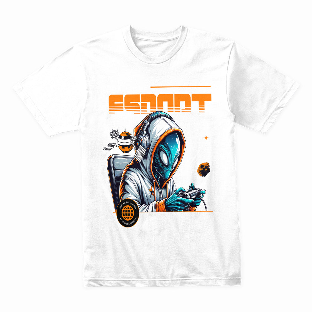 Cosmic Esports Alien Gamer T-Shirt – Futuristic Sci-Fi Gaming Style