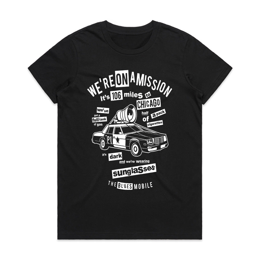 106 Miles to Chicago - Blues Mobile Mission Quote T-Shirt