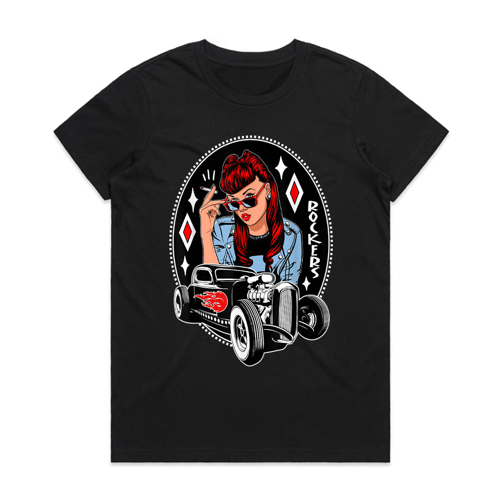 Rockabilly Rebel Hot Rod T-Shirt – 50s Vintage Pin-Up Car Culture Tee