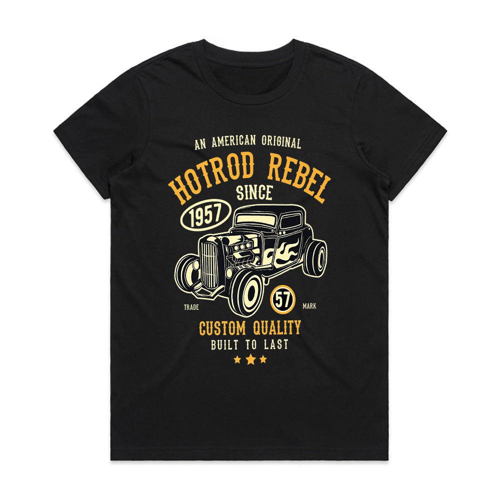 1957 Hot Rod Rebel Vintage T-Shirt – Classic Muscle Car Enthusiast Tee