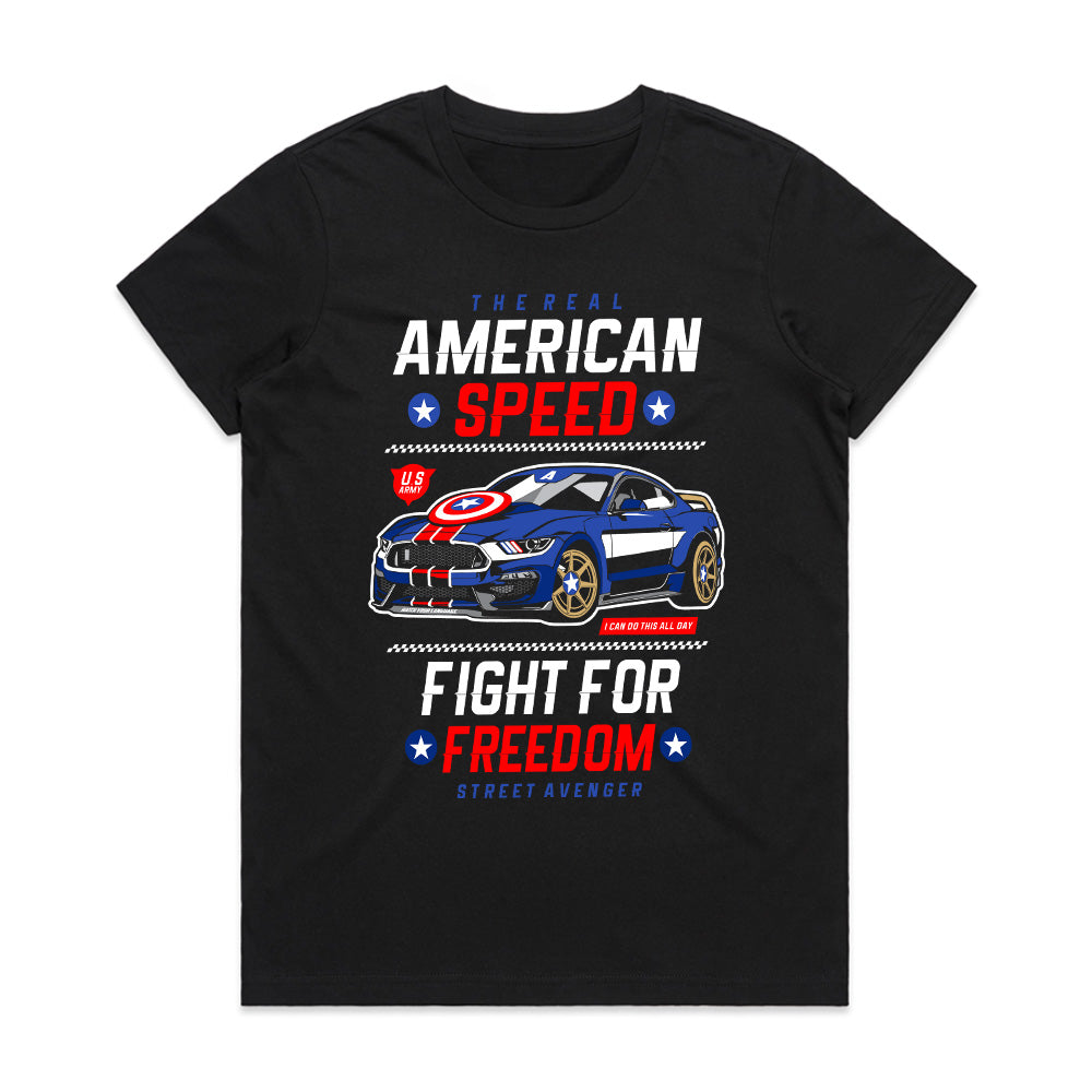 American Speed T-Shirt – Patriotic Muscle Car Racing Tee