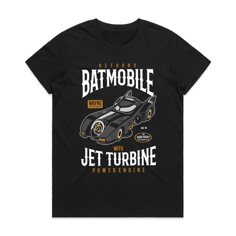 Batmobile Returns T-Shirt – Jet Turbine Power & Dark Knight Style!