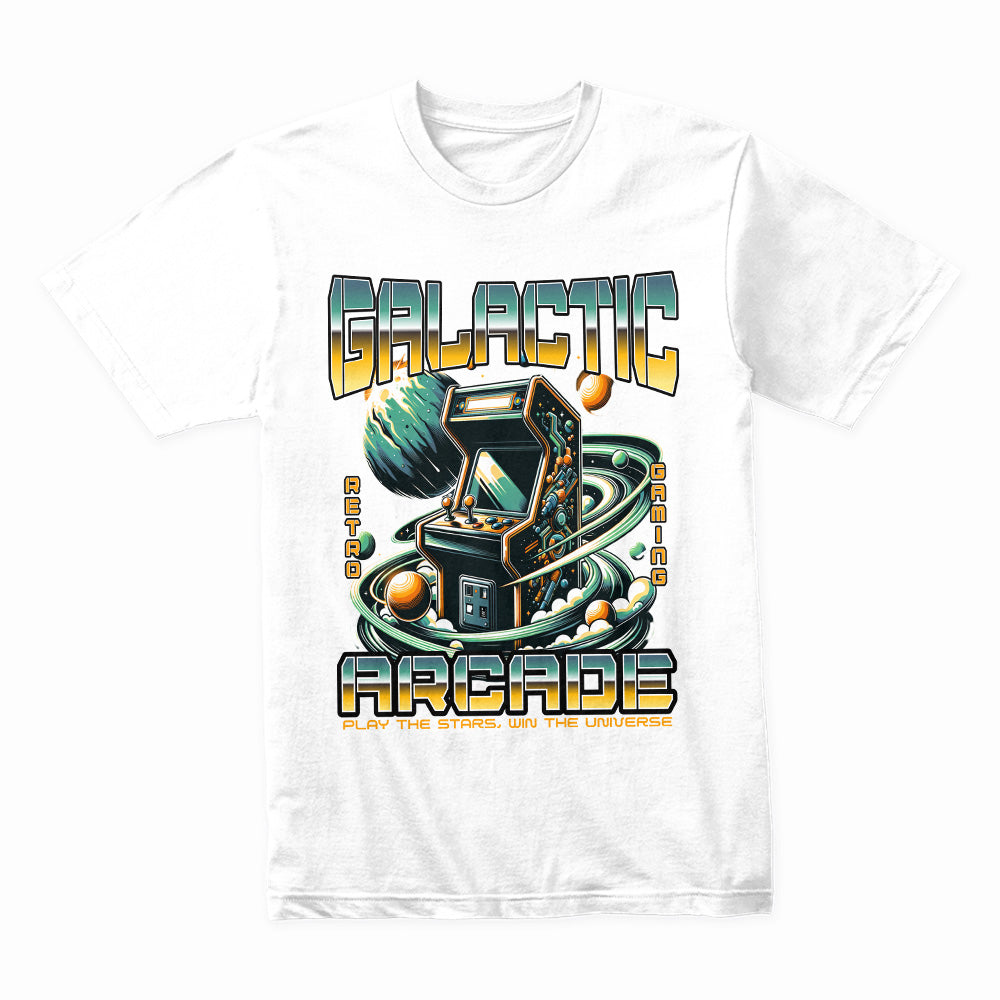 Galactic Arcade T-Shirt – Retro Gaming Meets Outer Space