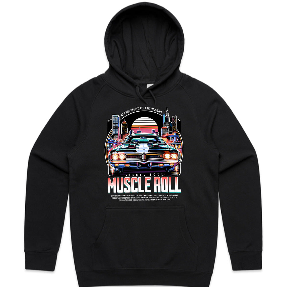 Muscle Roll – Retro Neon Muscle Car Graphic Tee