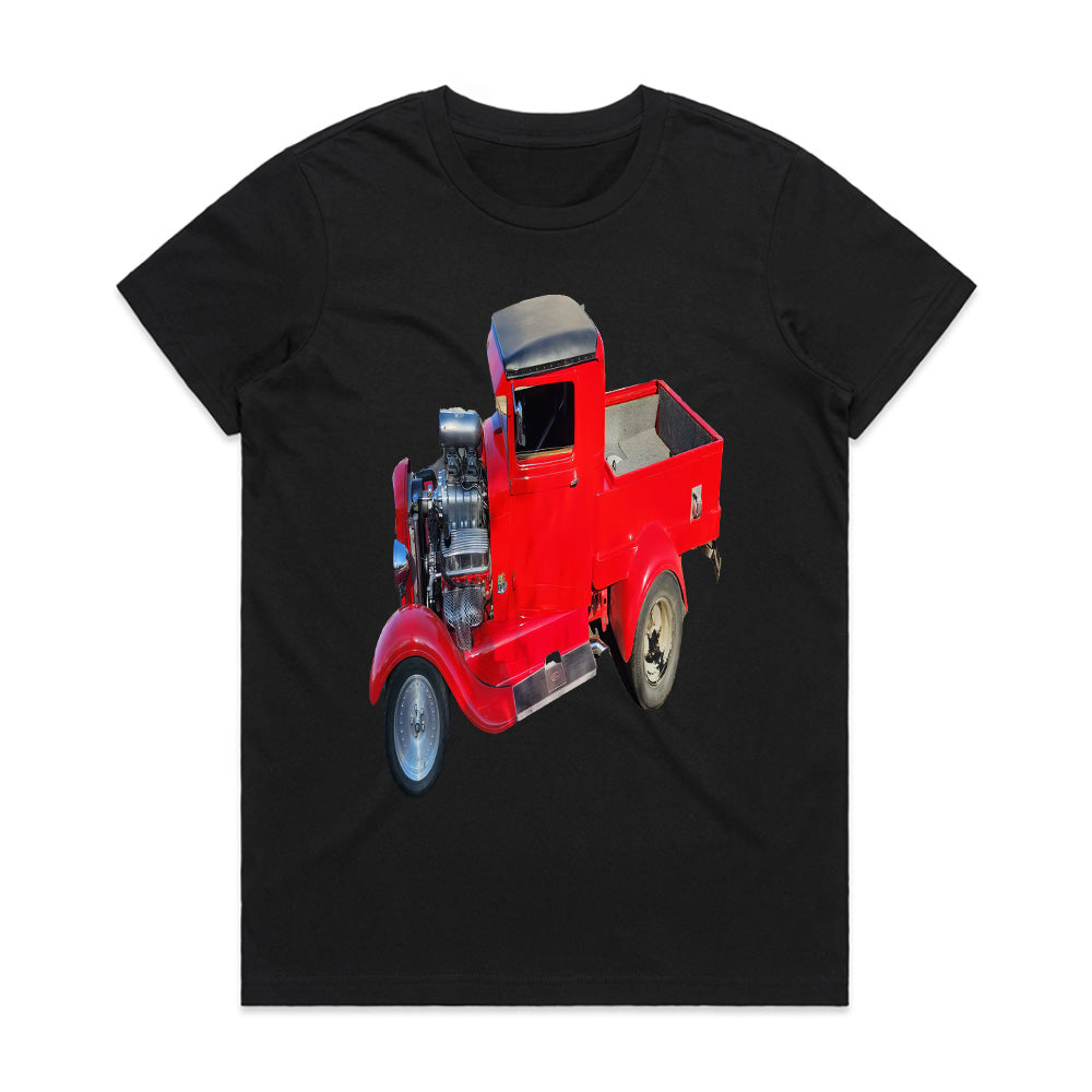 Vintage Red Hot Rod Pickup Truck T-Shirt – Classic Power & Style!