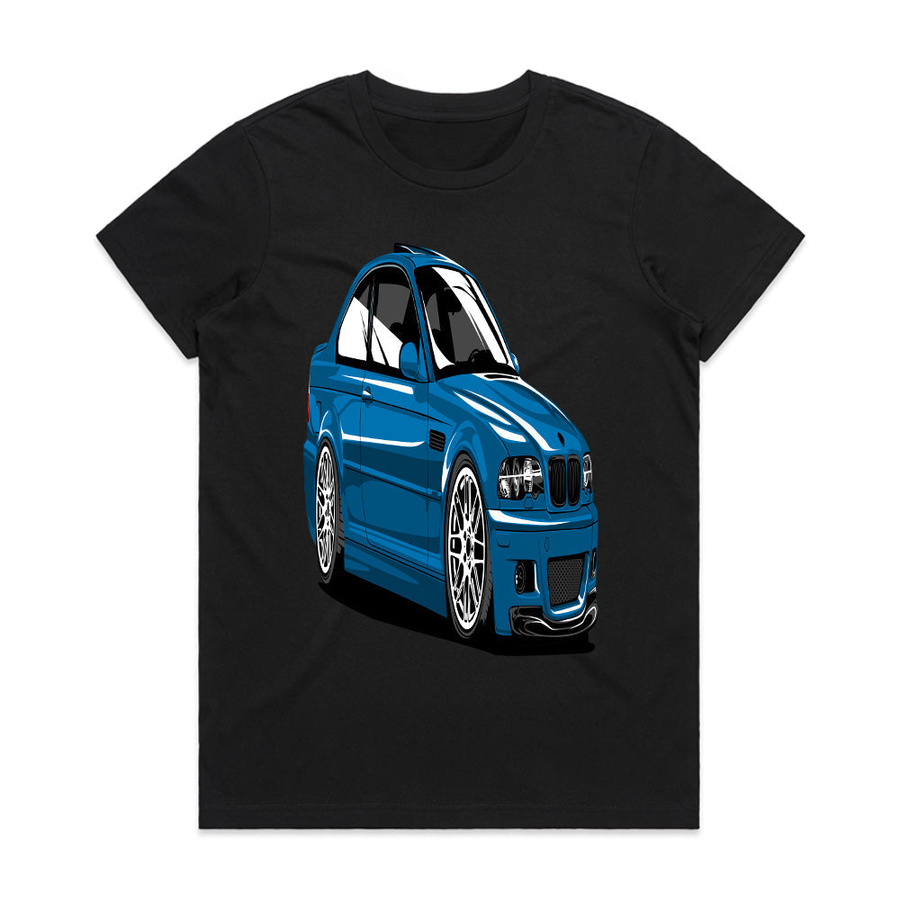 Blue E46 M3 Stance T-Shirt – Ultimate Euro Car Enthusiast Apparel