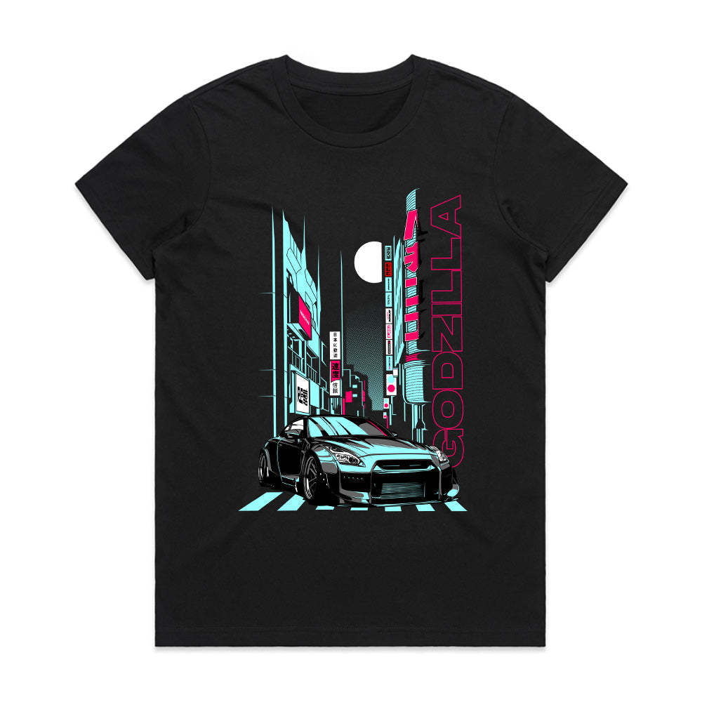 Godzilla Nights" JDM Skyline GT-R T-Shirt – Neon Tokyo Street Racing
