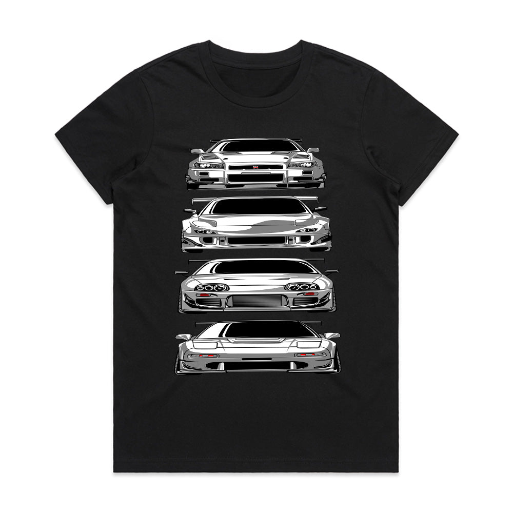 JDM Legends" Classic Japanese Sports Car Lineup T-Shirt
