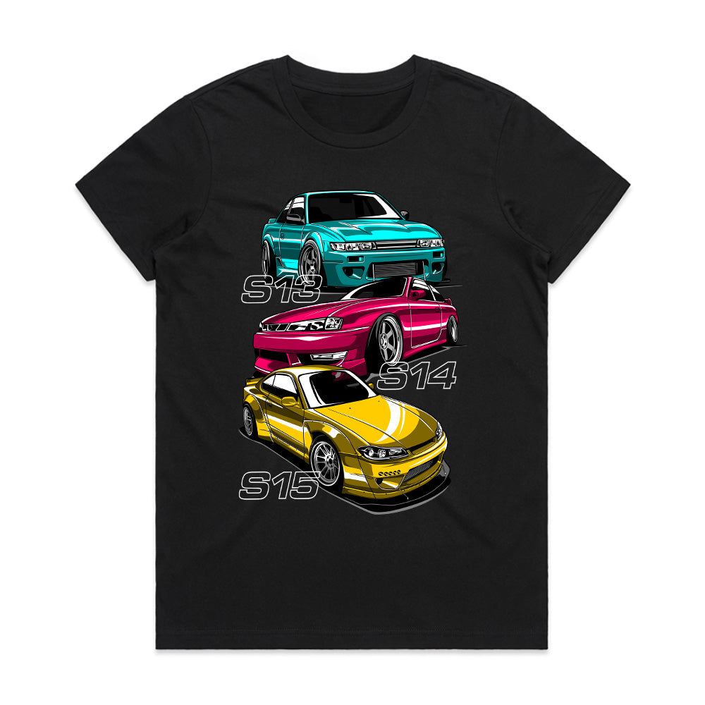 JDM Legends Nissan S-Chassis T-Shirt – S13, S14, S15 Silvia Drift Icons