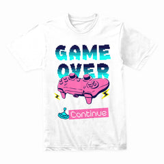 "Game Over – Press Start to Continue" Neon Retro Gaming T-Shirt