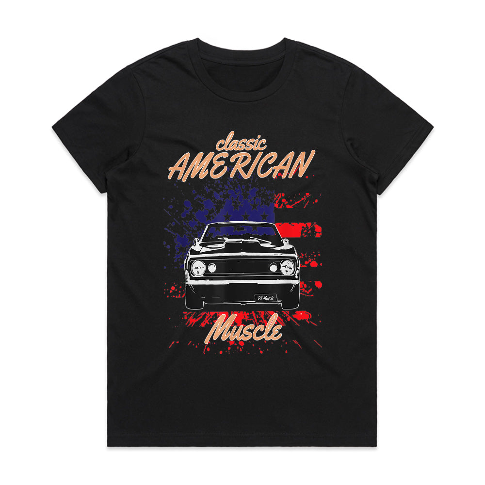 Classic American Muscle Car Patriotic Flag T-Shirt