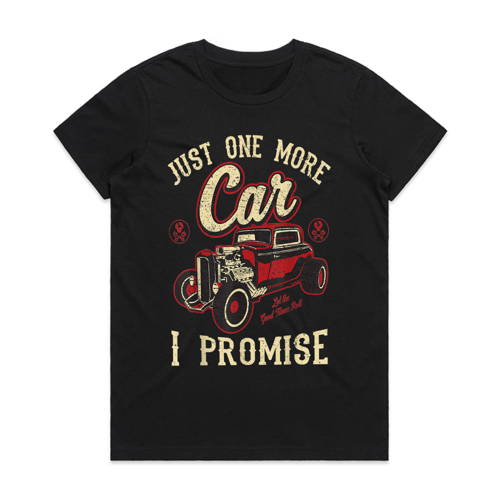 Just One More Car, I Promise" Vintage Hot Rod T-Shirt – Classic Car Enthusiast Tee