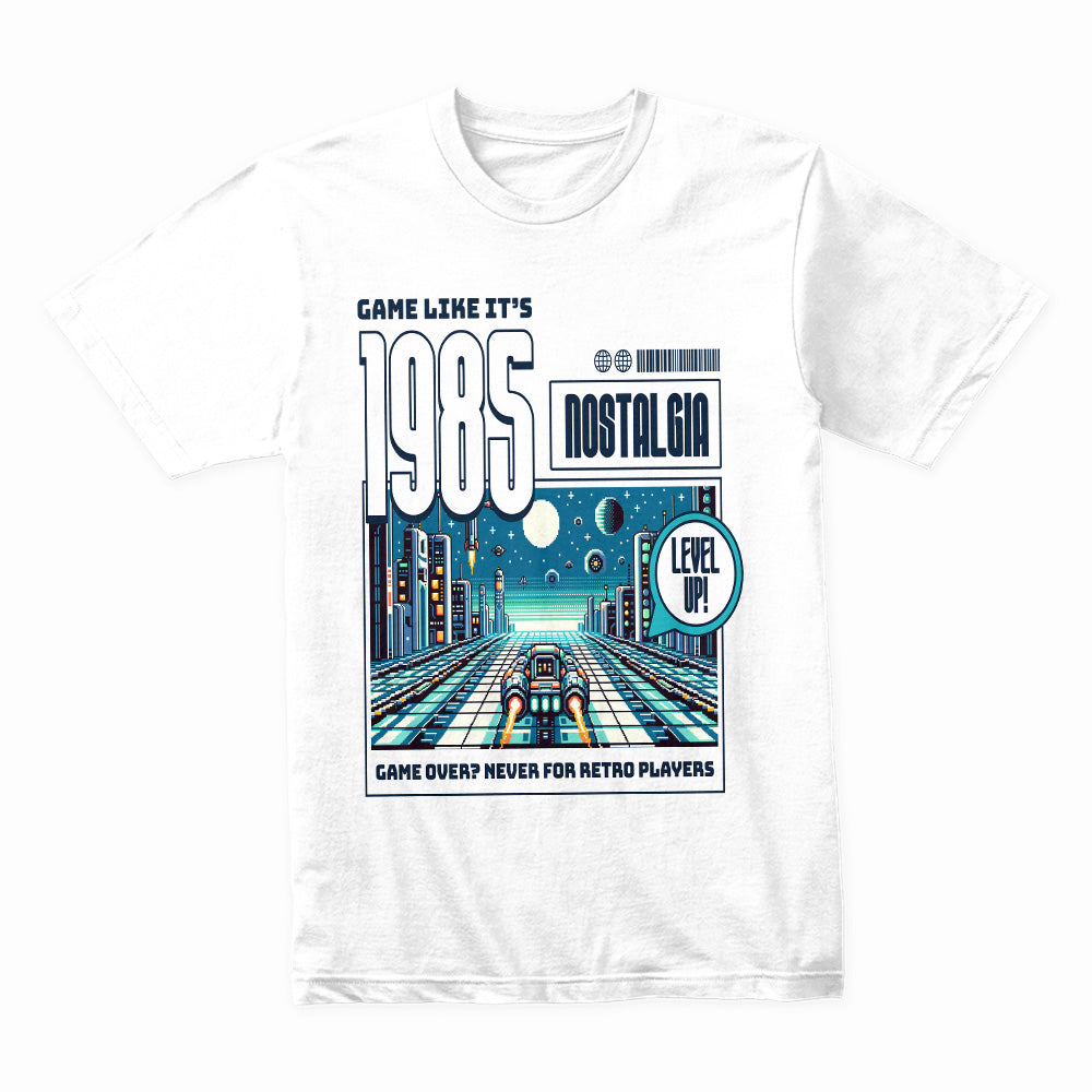 1985 Nostalgia T-Shirt – Retro Arcade Racing Adventure