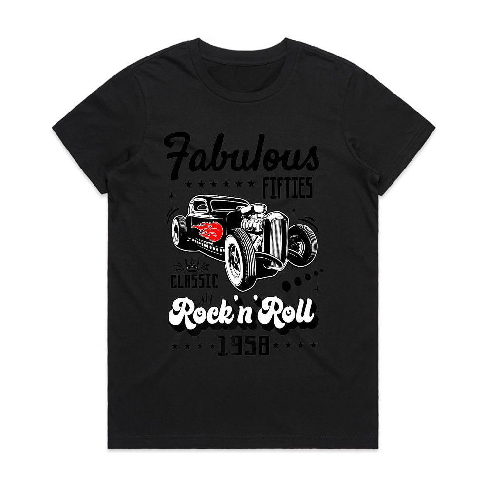 Fabulous 50s Rock 'n' Roll Hot Rod T-Shirt – Vintage Classic Car & Retro Rockabilly Design