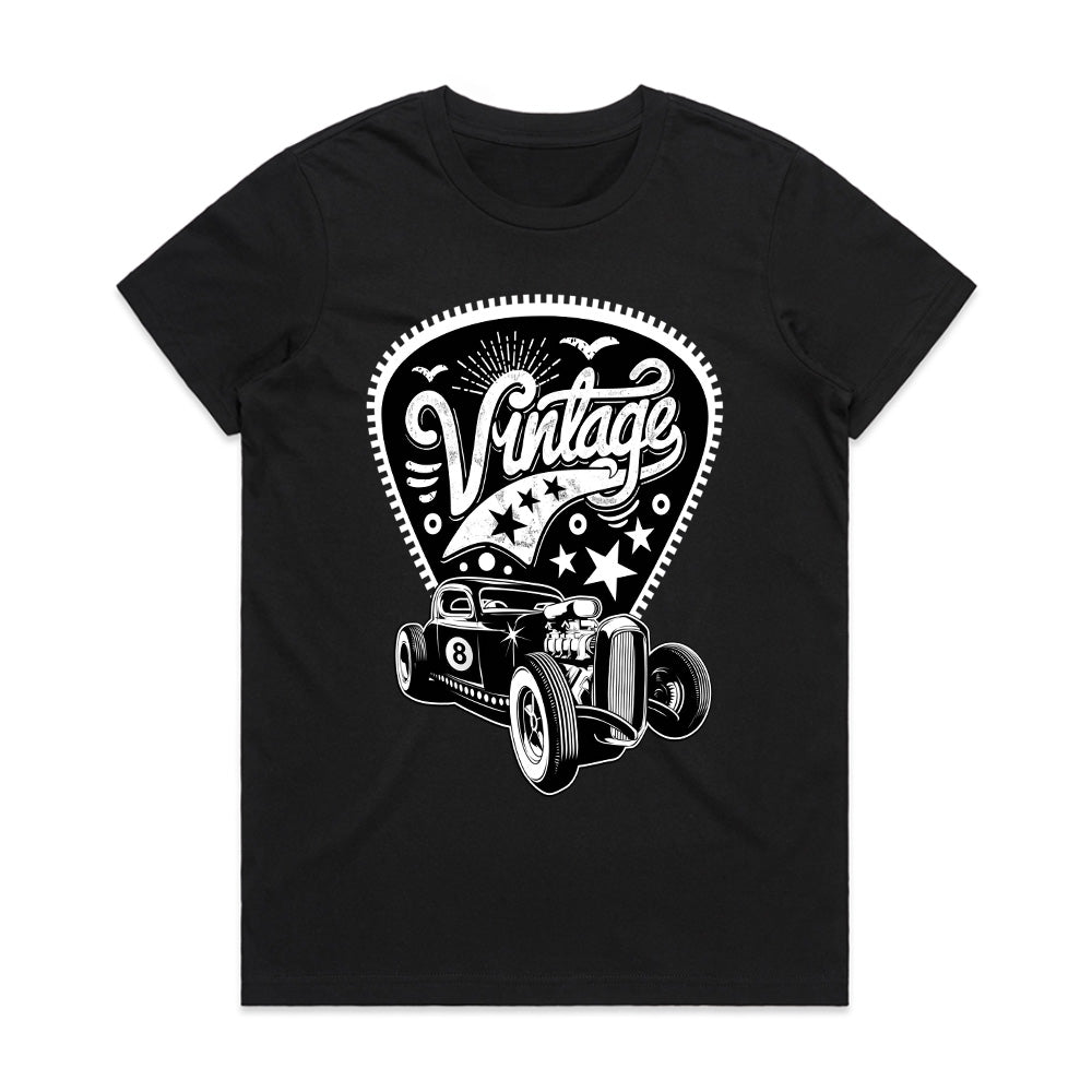 Vintage Hot Rod Rockabilly T-Shirt – 50s Classic Car Design with Stars & Retro Style