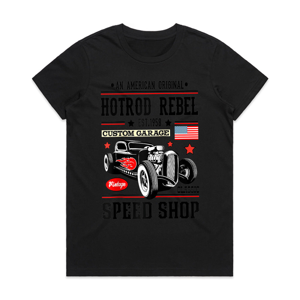 Hot Rod Rebel Vintage Classic Car T-Shirt – 1950s Rockabilly Custom Garage Tee