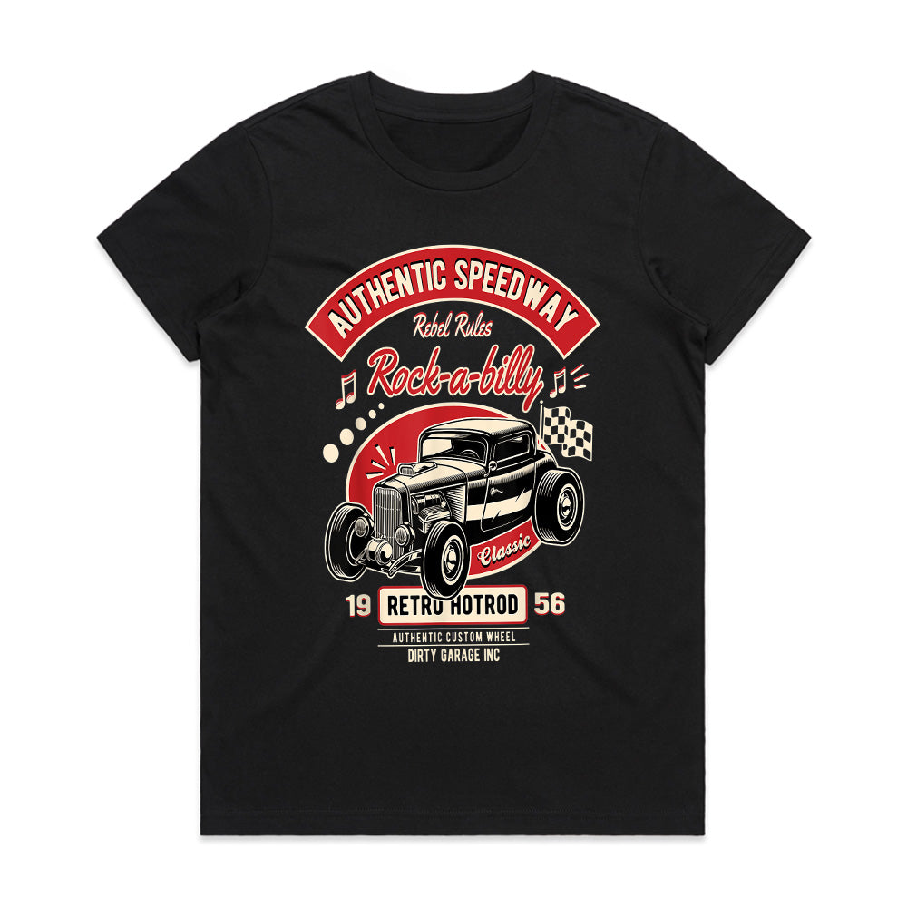 Authentic Speedway Rockabilly Hot Rod T-Shirt – 1956 Retro Classic Car Tee