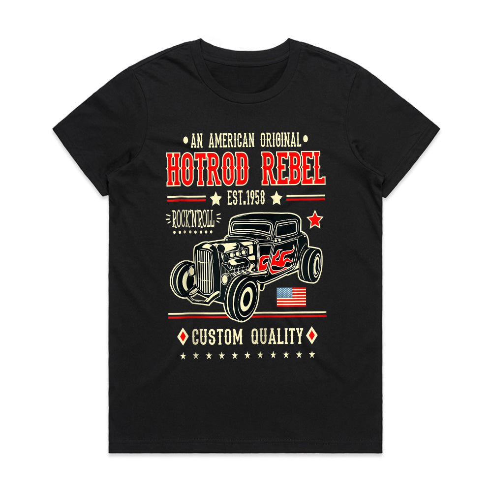 Hotrod Rebel 1958 T-Shirt – Vintage Rock ‘n’ Roll Classic Car Tee