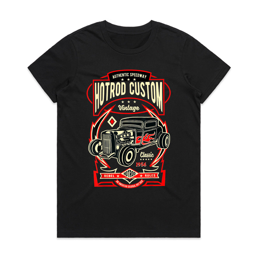 Hotrod Custom 1956 T-Shirt – Vintage Speedway Classic Car Rebel Rules Tee
