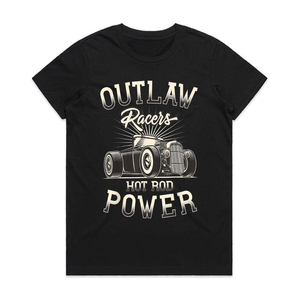 Outlaw Racers Hot Rod Power T-Shirt – Vintage Classic Car Speed Rebel Tee