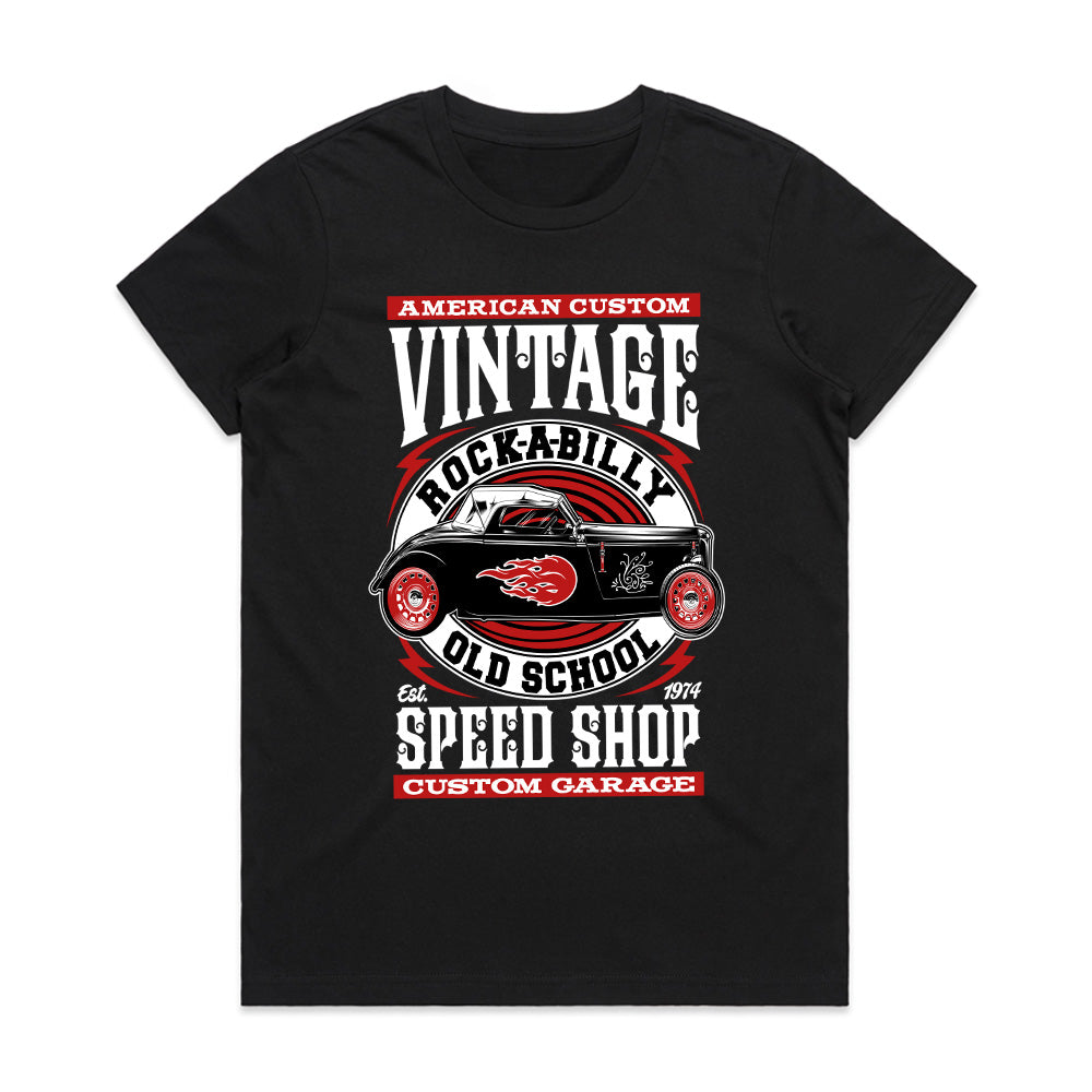 Vintage Rockabilly Speed Shop T-Shirt – Old School Hot Rod Custom Garage Tee