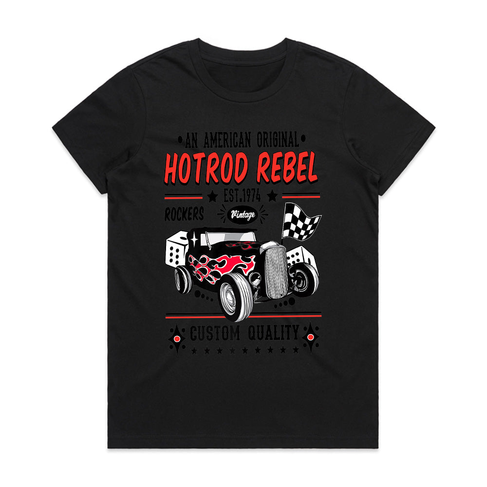 Hotrod Rebel 1974 T-Shirt – Vintage Rockabilly Classic Car Custom Quality Tee