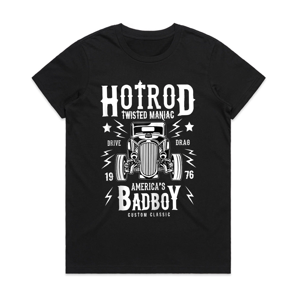 Hotrod Twisted Maniac T-Shirt – America’s Bad Boy 1976 Custom Classic Drag Racing Tee